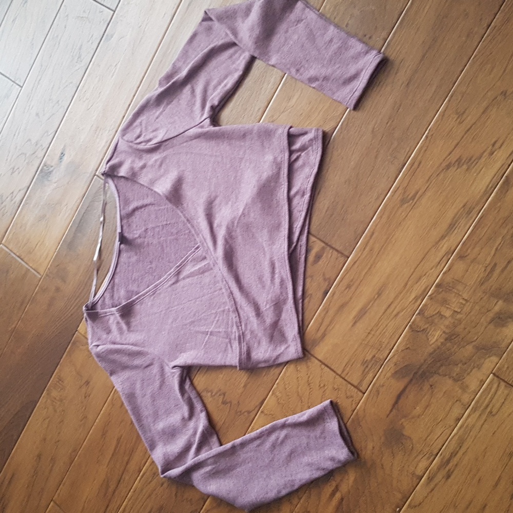 Joe Fresh x Sasha Exeter Purple Cropped Crossover Sweater Long Sleeve Top Size M